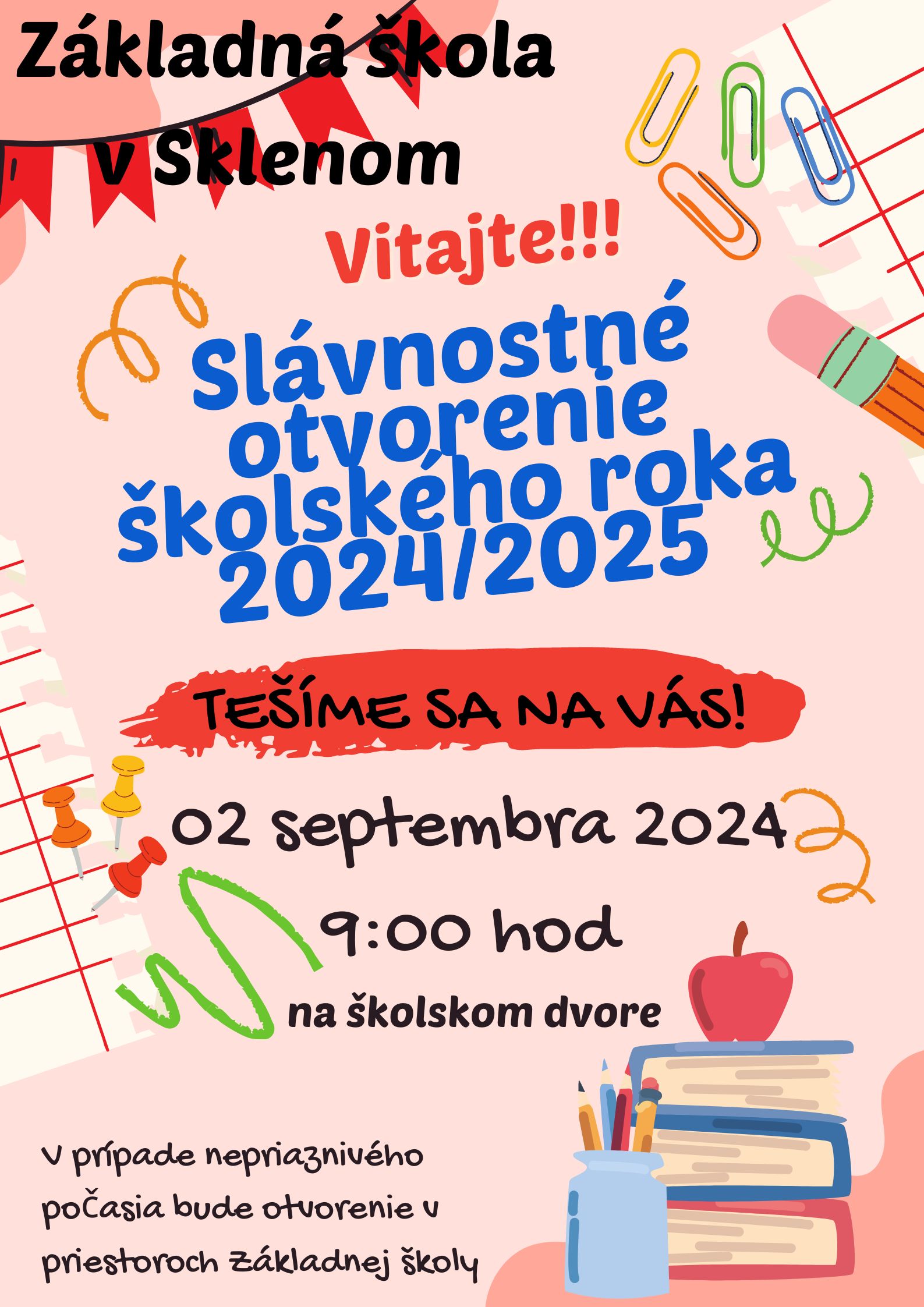 Slávnostné otvorenie školského roka 2024/2025 Sklené a Horná Štubňa